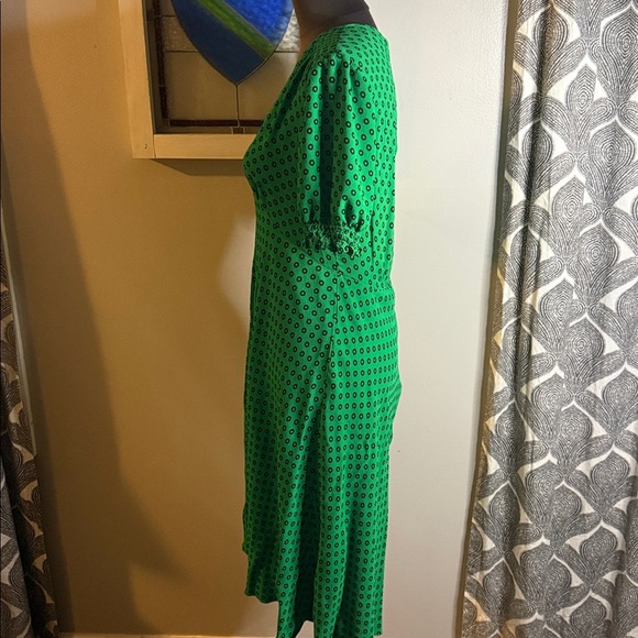 Diane Von Furstenberg Kelly Green Polka Dot Midi Dress SZ 10 - Picture 5 of 9